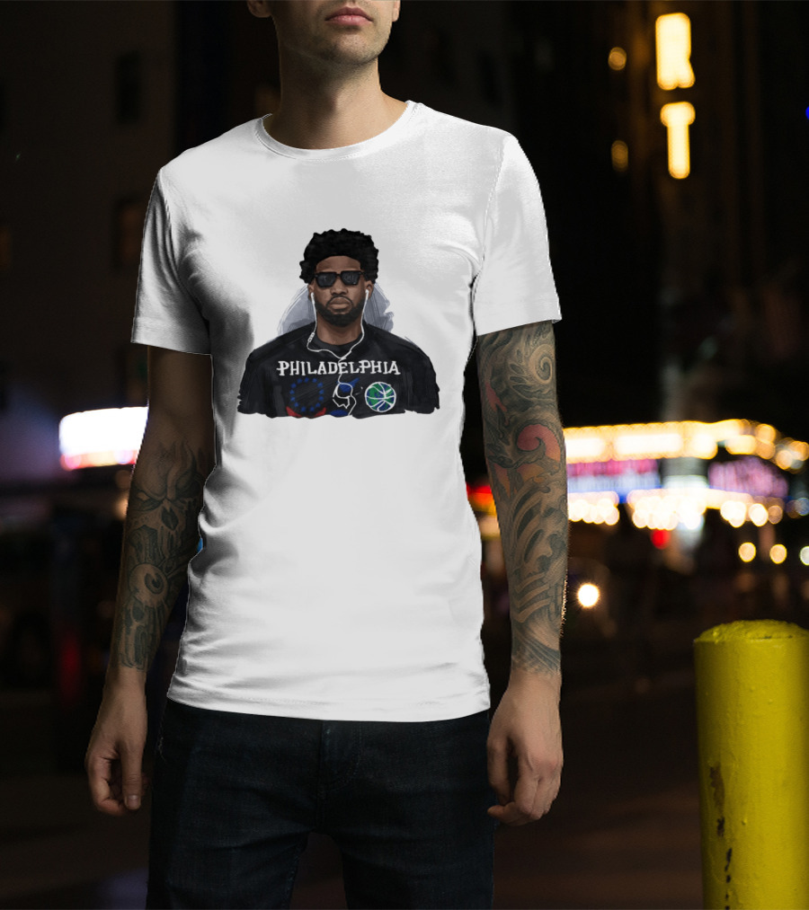 Philadelphia Joel Embiid Wired Earphones Basketball 76ers T-Shirt