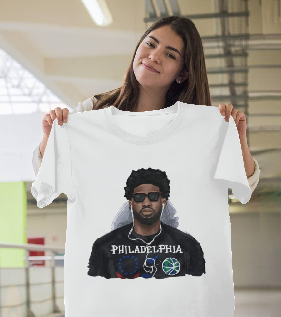 Philadelphia Joel Embiid Wired Earphones Basketball 76ers T-Shirt