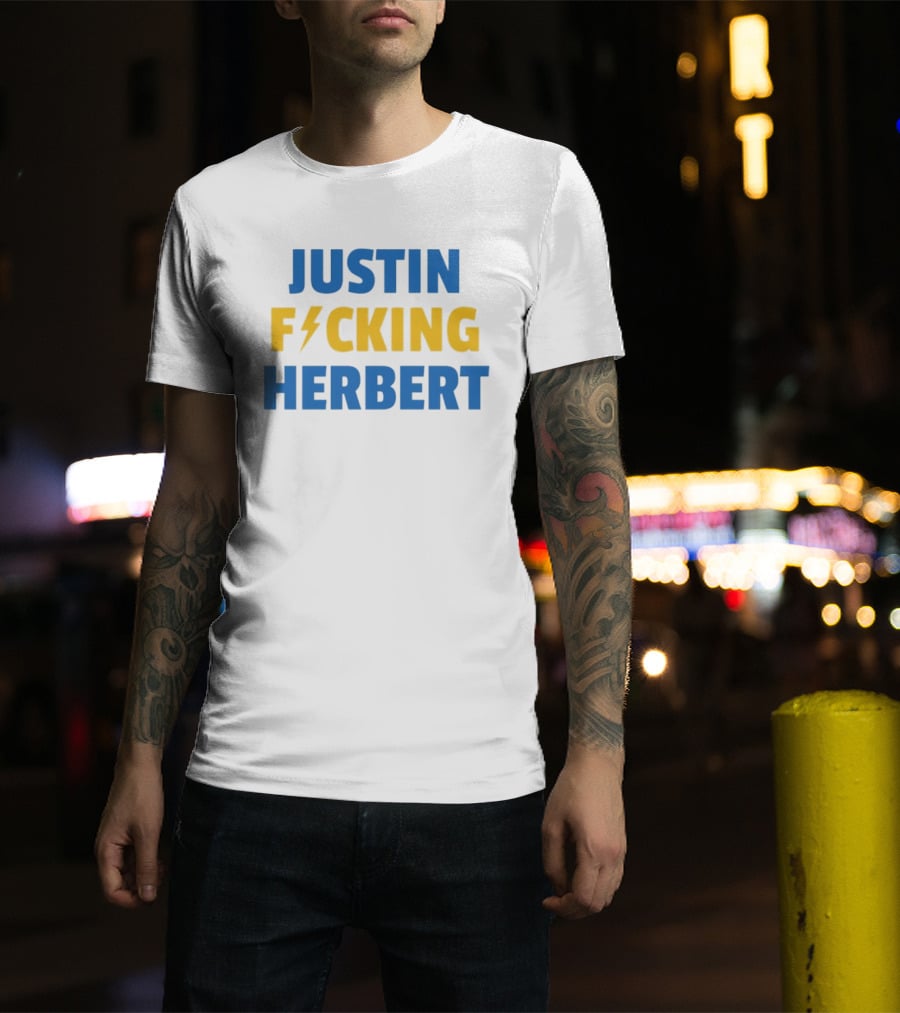 Justin Fucking Herbert Los Angeles Chargers Football Bolt T-Shirt