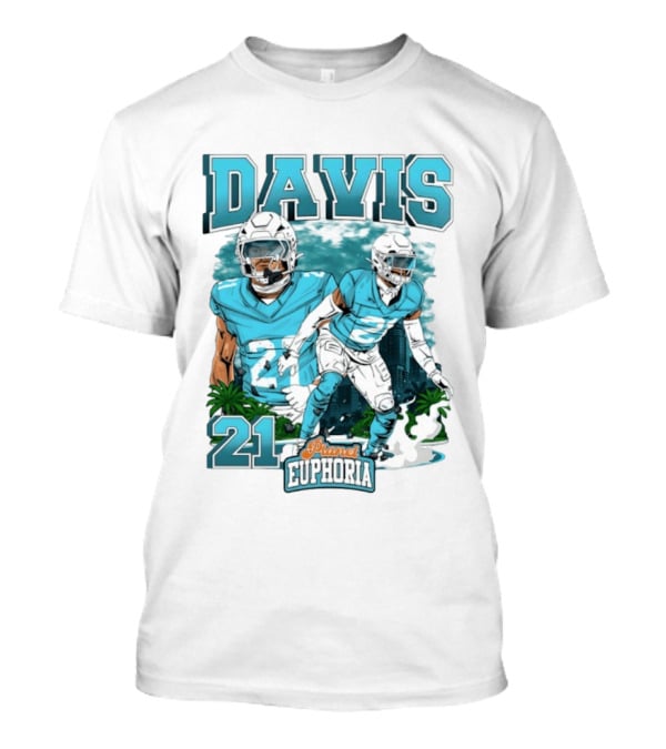 Davis 21 Planet Euphoria Football Player Miami Dolphins T-Shirt