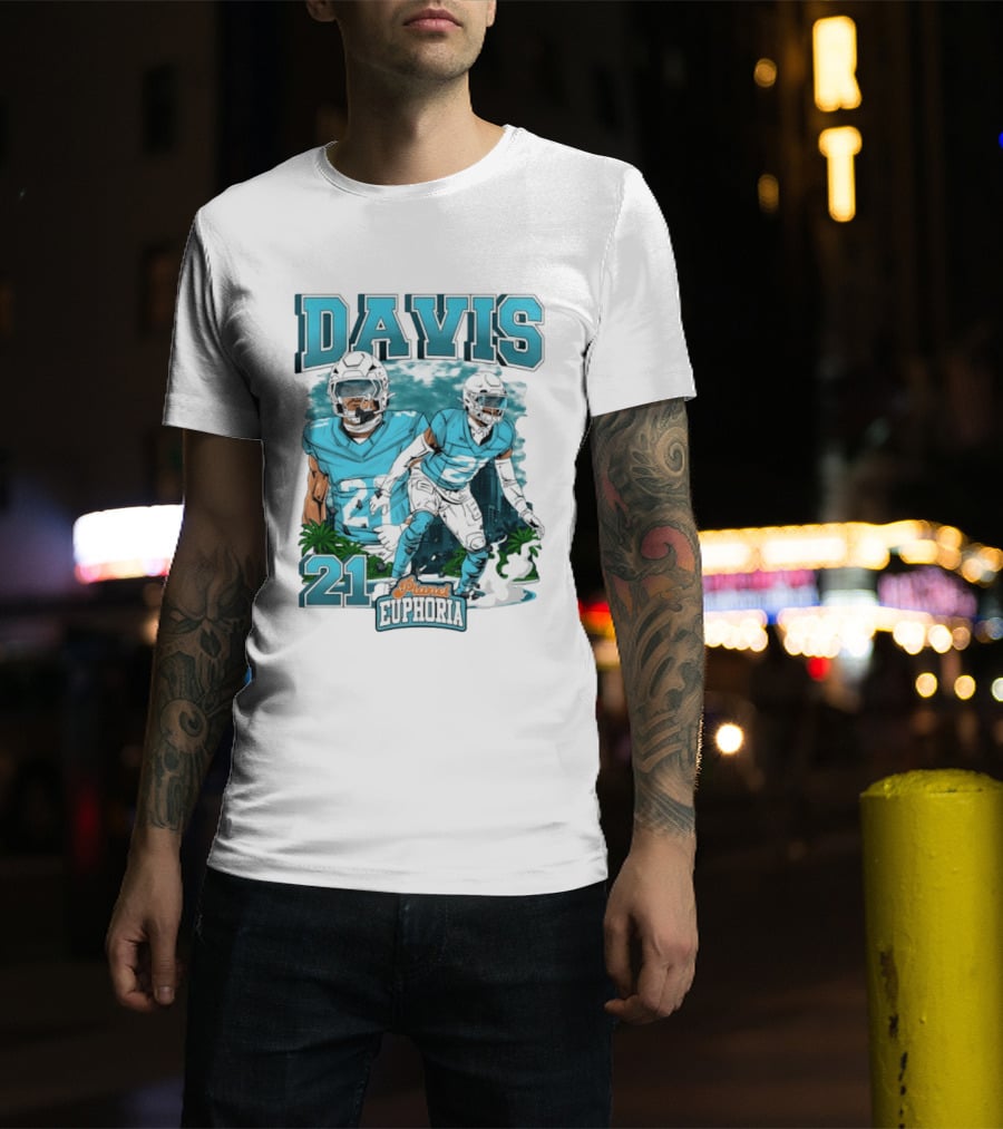 Davis 21 Planet Euphoria Football Player Miami Dolphins T-Shirt