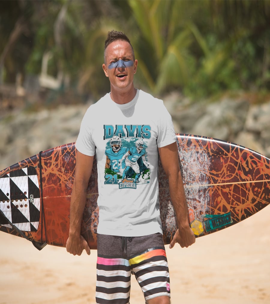 Davis 21 Planet Euphoria Football Player Miami Dolphins T-Shirt
