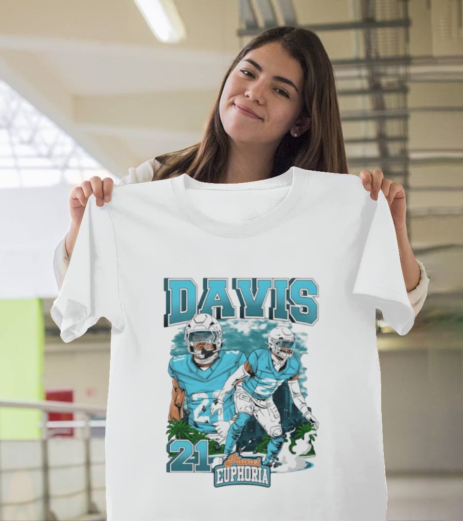 Davis 21 Planet Euphoria Football Player Miami Dolphins T-Shirt