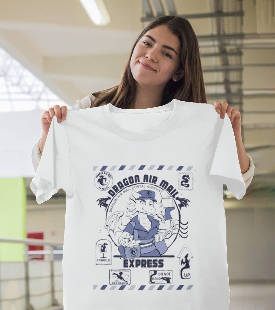 Dragon Air Mail Postal Service Express Stamp Winged Courier T-Shirt