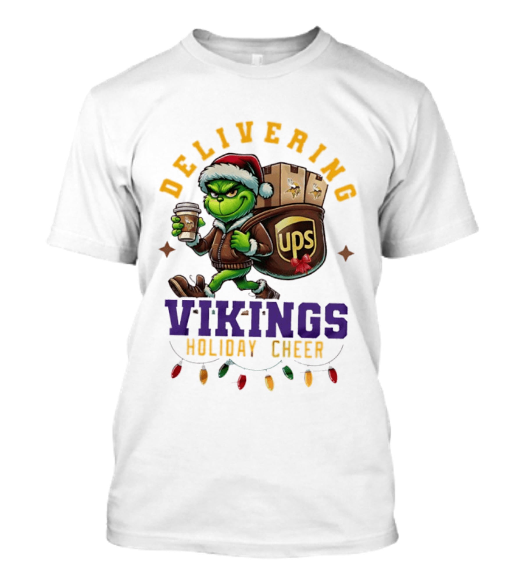 Delivering Vikings Holiday Cheer Grinch UPS Christmas T-Shirt