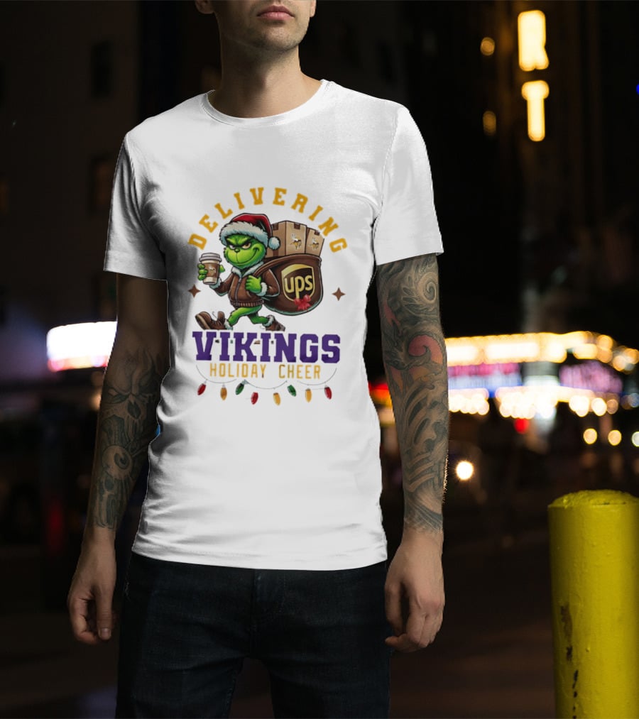 Delivering Vikings Holiday Cheer Grinch UPS Christmas T-Shirt
