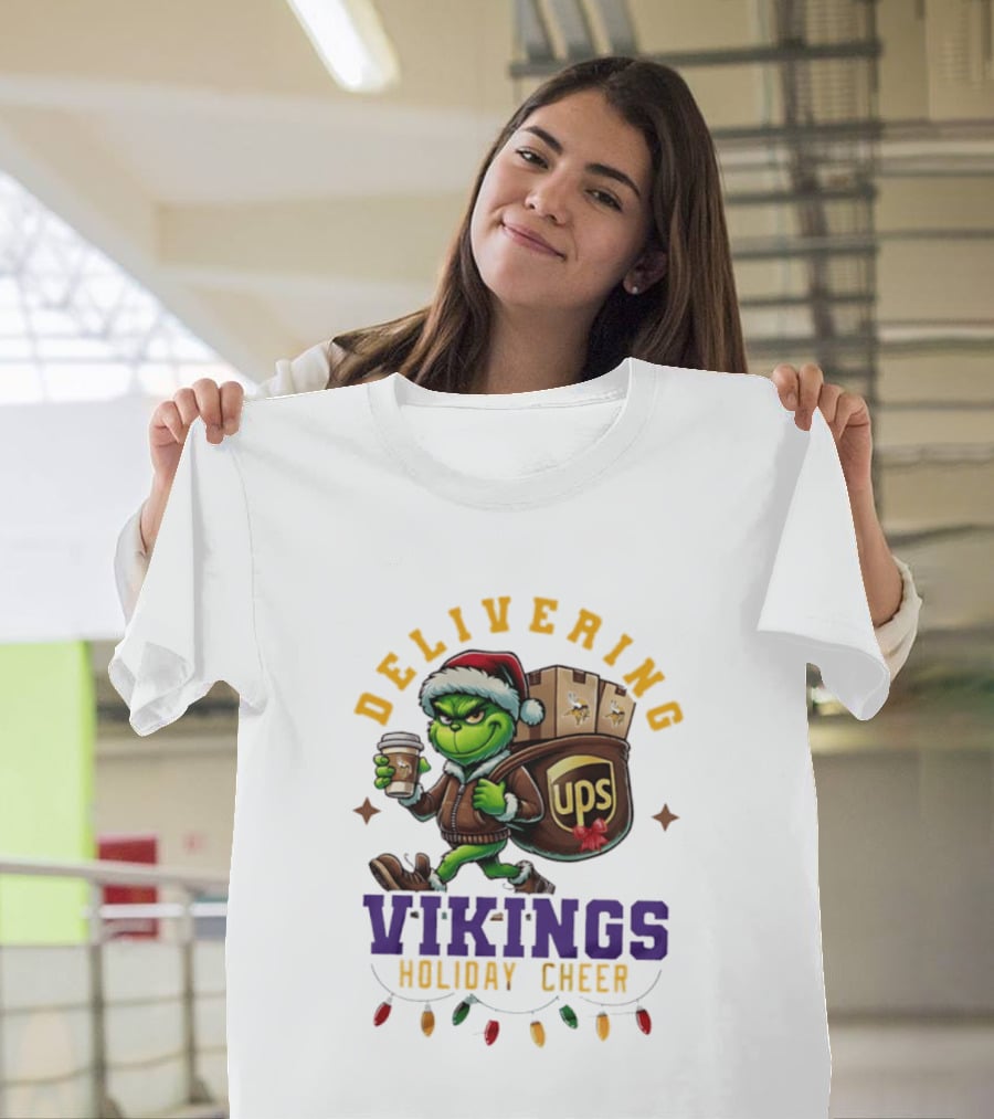 Delivering Vikings Holiday Cheer Grinch UPS Christmas T-Shirt