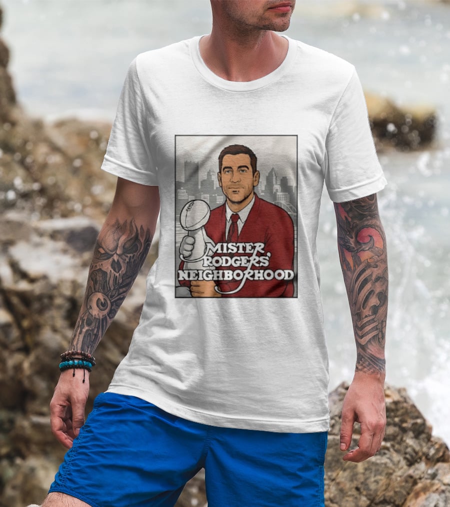 Mister Rodgers Neighborhood Aaron Rodgers Pittsburgh Skyline T-Shirt