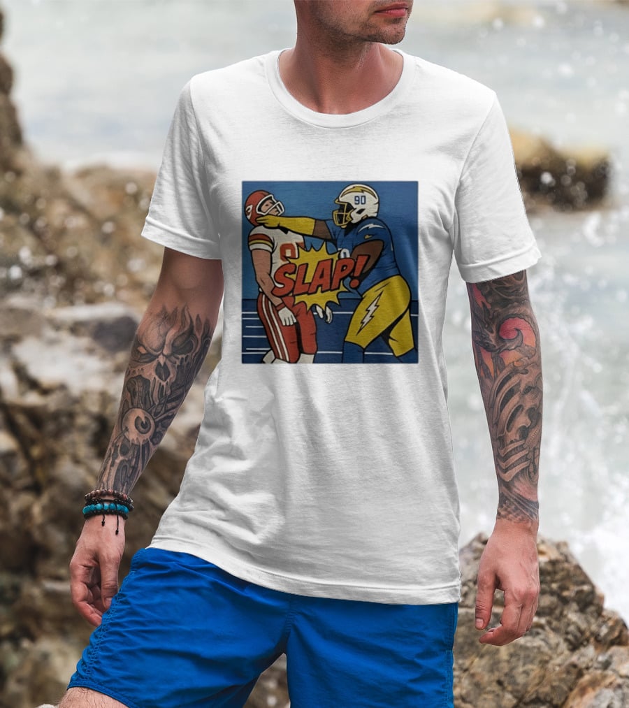SLAP Teair Tart Hits Travis Kelce Helmets Chargers Chiefs Football T-Shirt