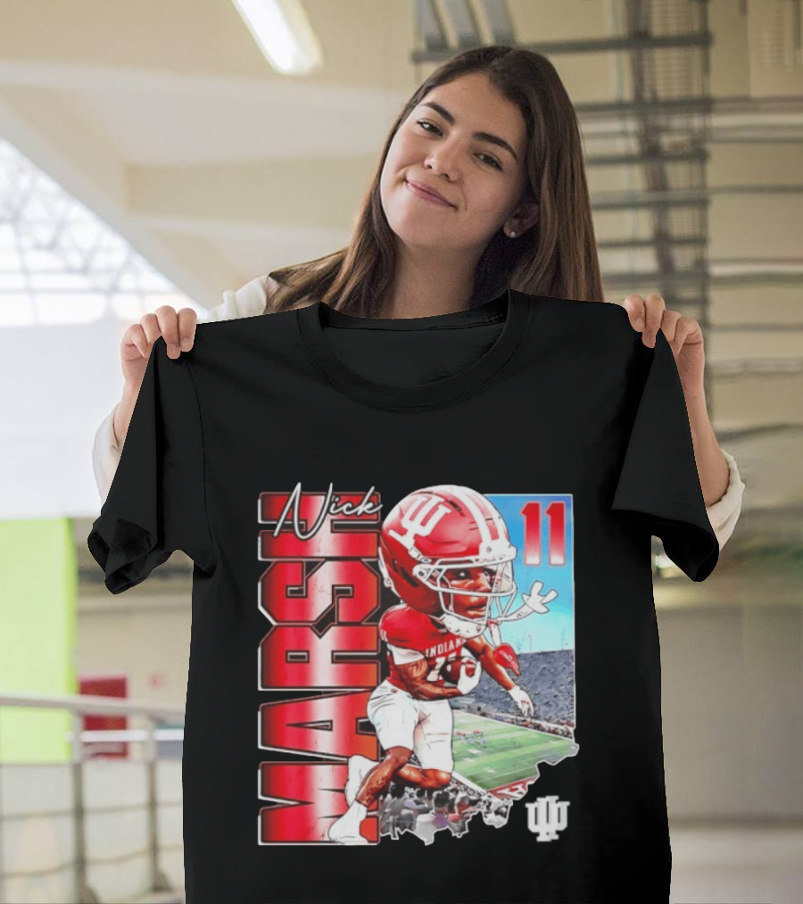 Nick Marsh Indiana Hoosiers Football Caricature 11 Stadium Scene T-Shirt