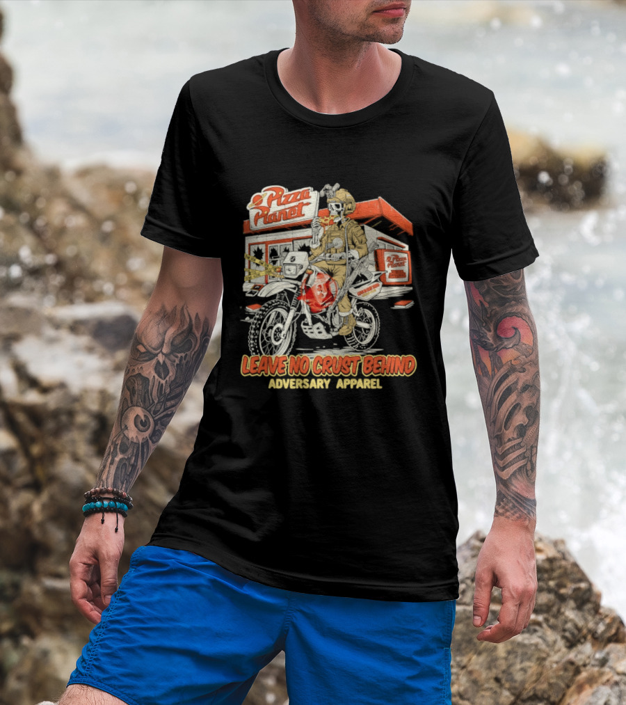 Pizza Planet Tactical Operations Department Funny Motorcycle Leave No Crust Behind T-Shirt