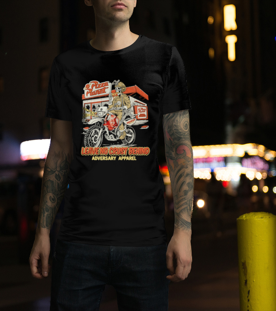Pizza Planet Tactical Operations Department Funny Motorcycle Leave No Crust Behind T-Shirt