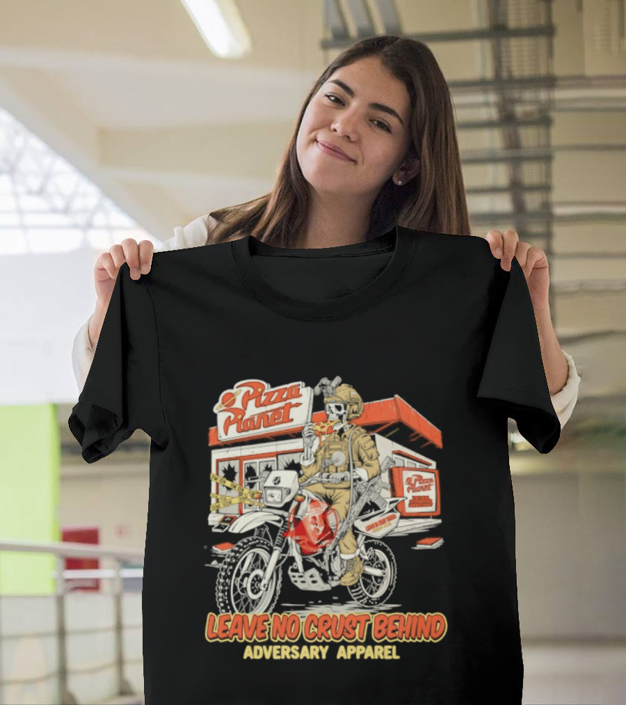 Pizza Planet Tactical Operations Department Funny Motorcycle Leave No Crust Behind T-Shirt