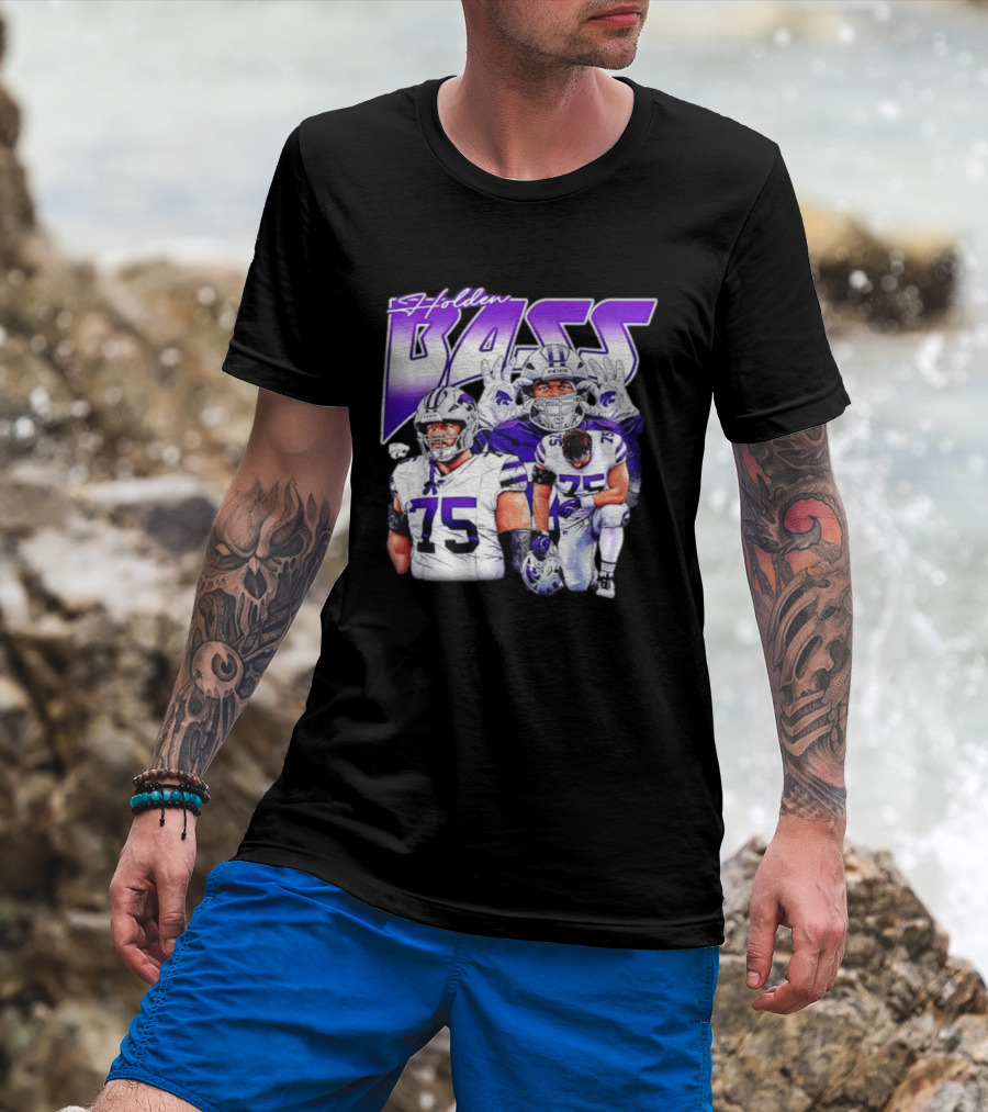 Holden Bass 75 Kansas State Wildcats NCAA Football Player T-Shirt