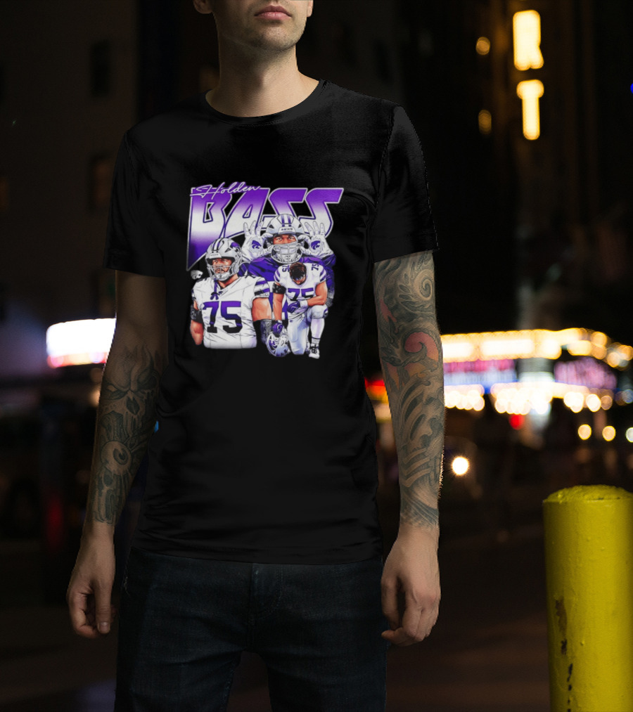 Holden Bass 75 Kansas State Wildcats NCAA Football Player T-Shirt