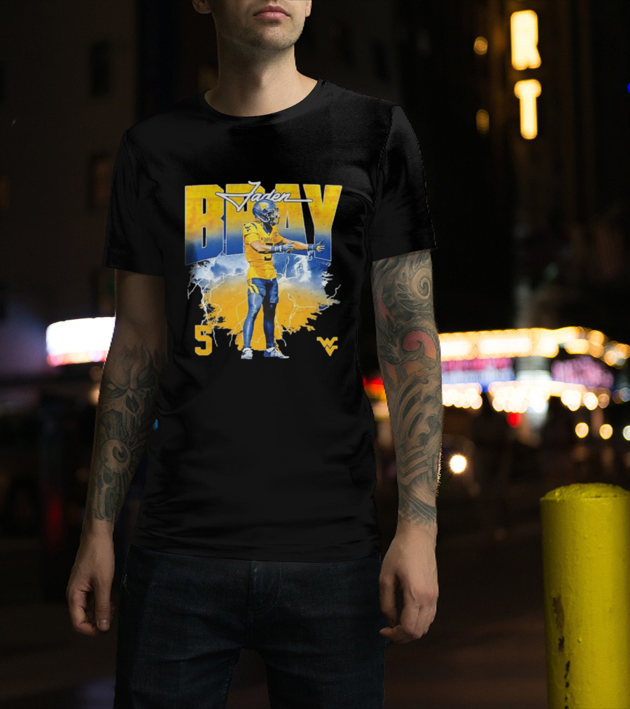 Jaden Bray 5 West Virginia Football NCAA Player WVU Mountaineers T-Shirt