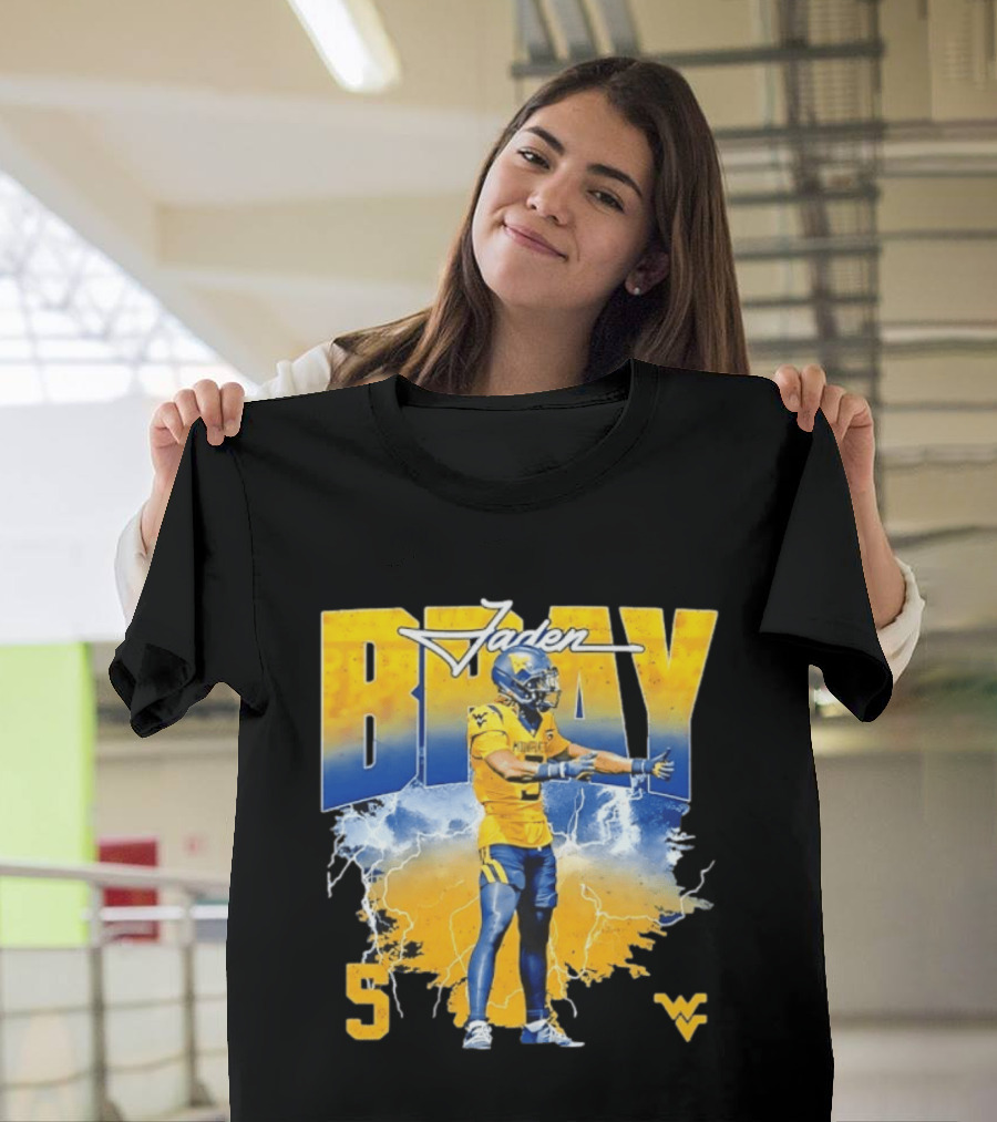 Jaden Bray 5 West Virginia Football NCAA Player WVU Mountaineers T-Shirt