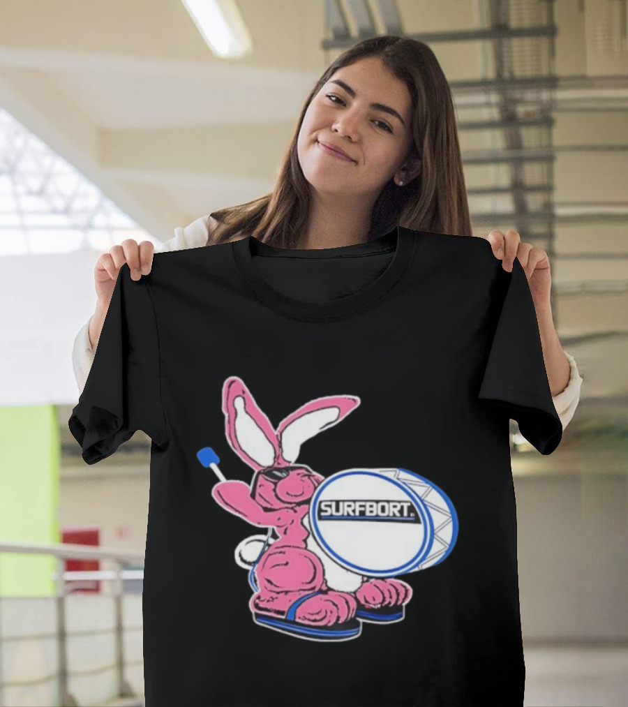Surfbort Pink Bunny Drummer With Drumsticks And Bass Drum T-Shirt