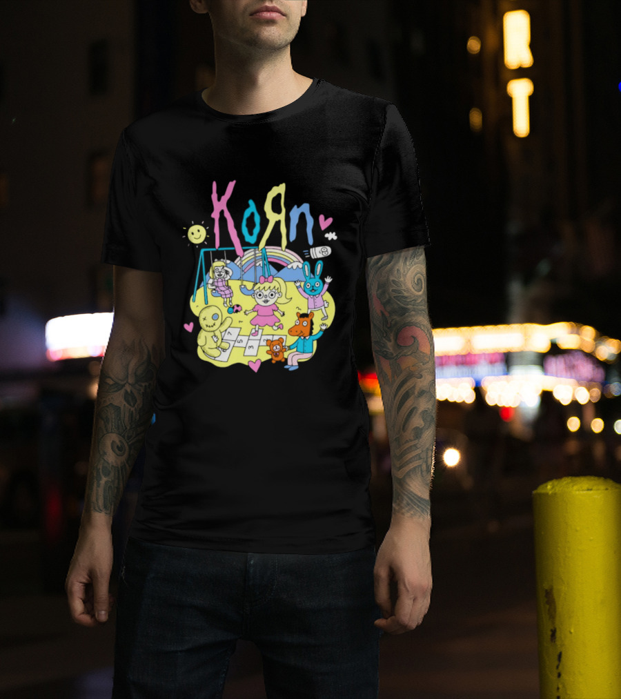 Korn Playground Cartoon Pastel Nu Metal Band T-Shirt