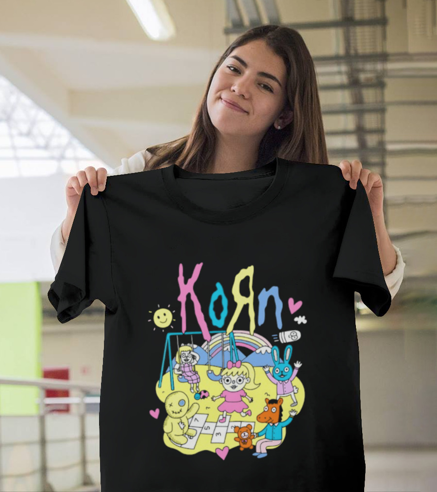 Korn Playground Cartoon Pastel Nu Metal Band T-Shirt