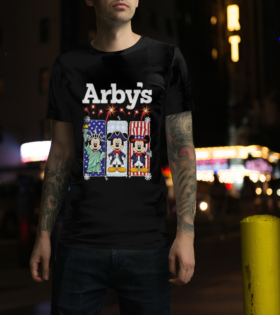 Arby's Mickey Mouse America 250th Anniversary Celebration With Statue Of Liberty And Uncle Sam Styles T-Shirt