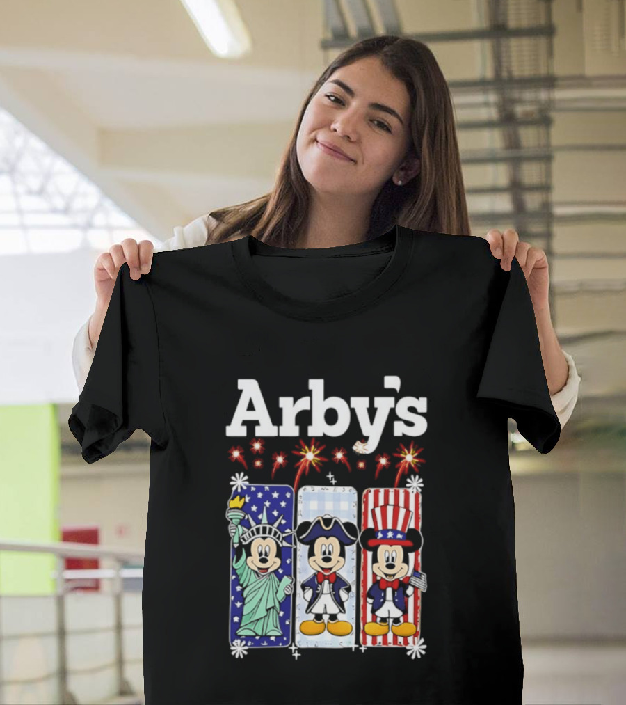 Arby's Mickey Mouse America 250th Anniversary Celebration With Statue Of Liberty And Uncle Sam Styles T-Shirt