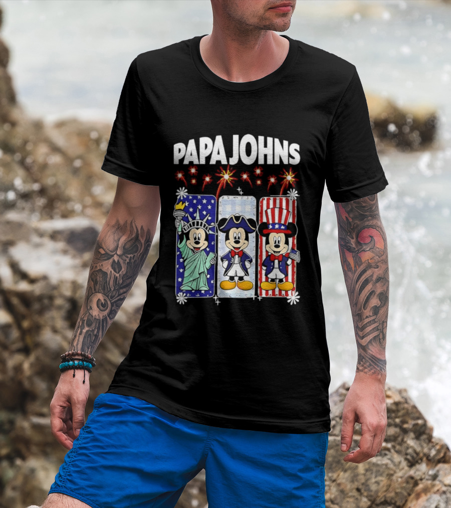 Papa Johns Mickey Mouse America 250th Anniversary Celebration T-Shirt