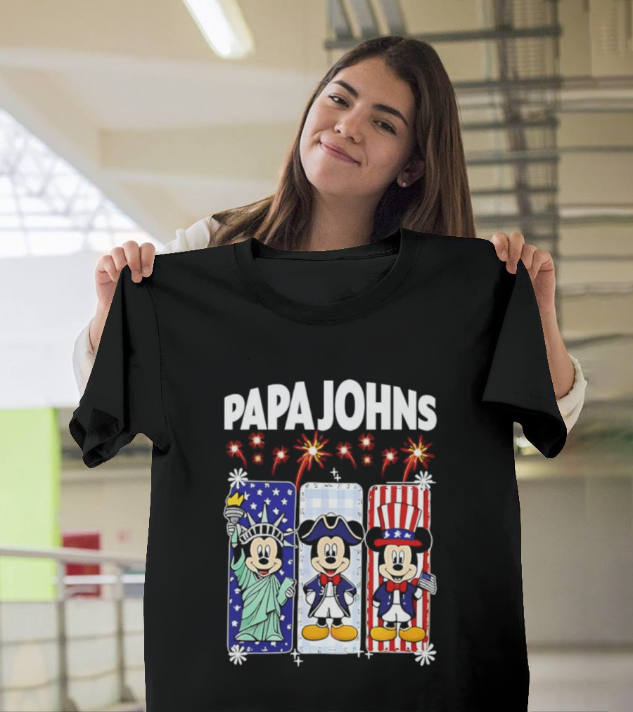 Papa Johns Mickey Mouse America 250th Anniversary Celebration T-Shirt