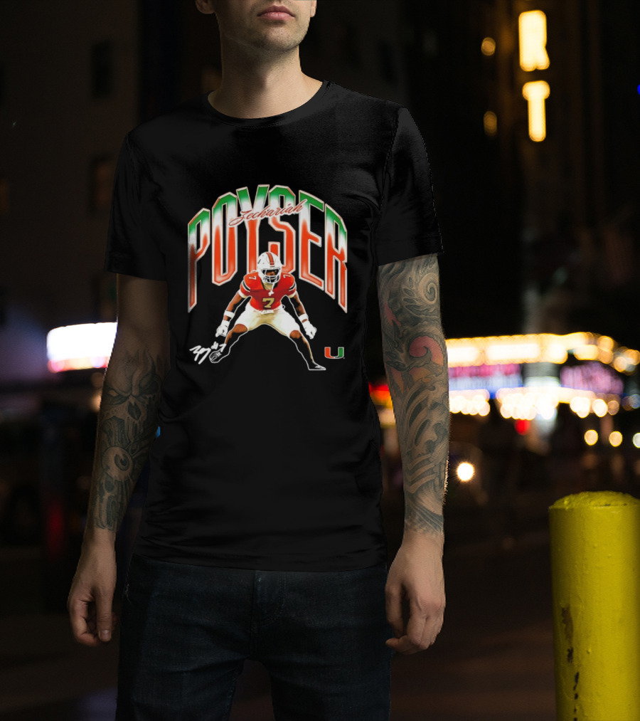 Zechariah Poyser Miami Hurricanes NCAA Football Player 7 UM T-Shirt