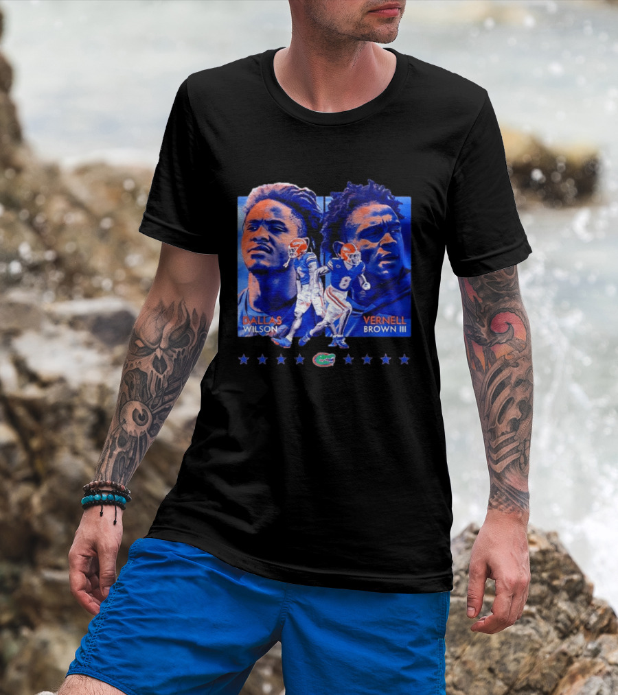 Dallas Wilson Vernell Brown III Florida Gators NCAA Football Player Portraits T-Shirt