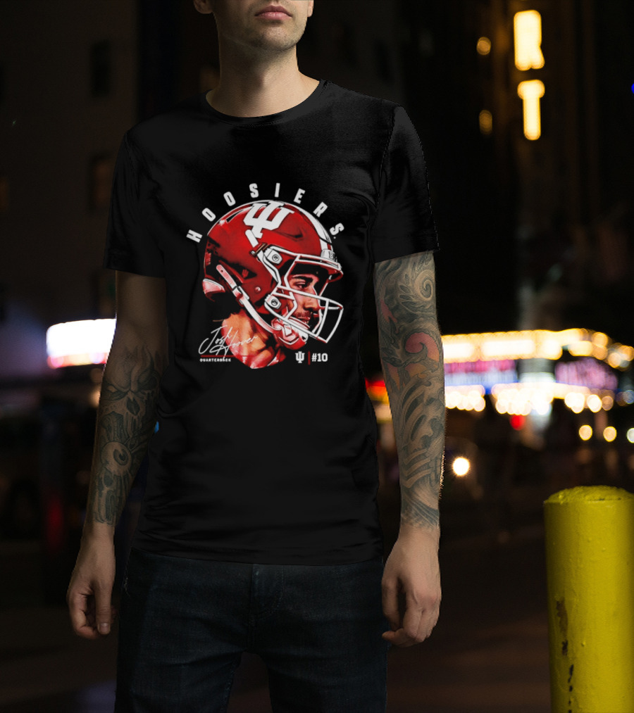 Josh Hoover 10 Indiana Hoosiers Football Helmet And Signature T-Shirt
