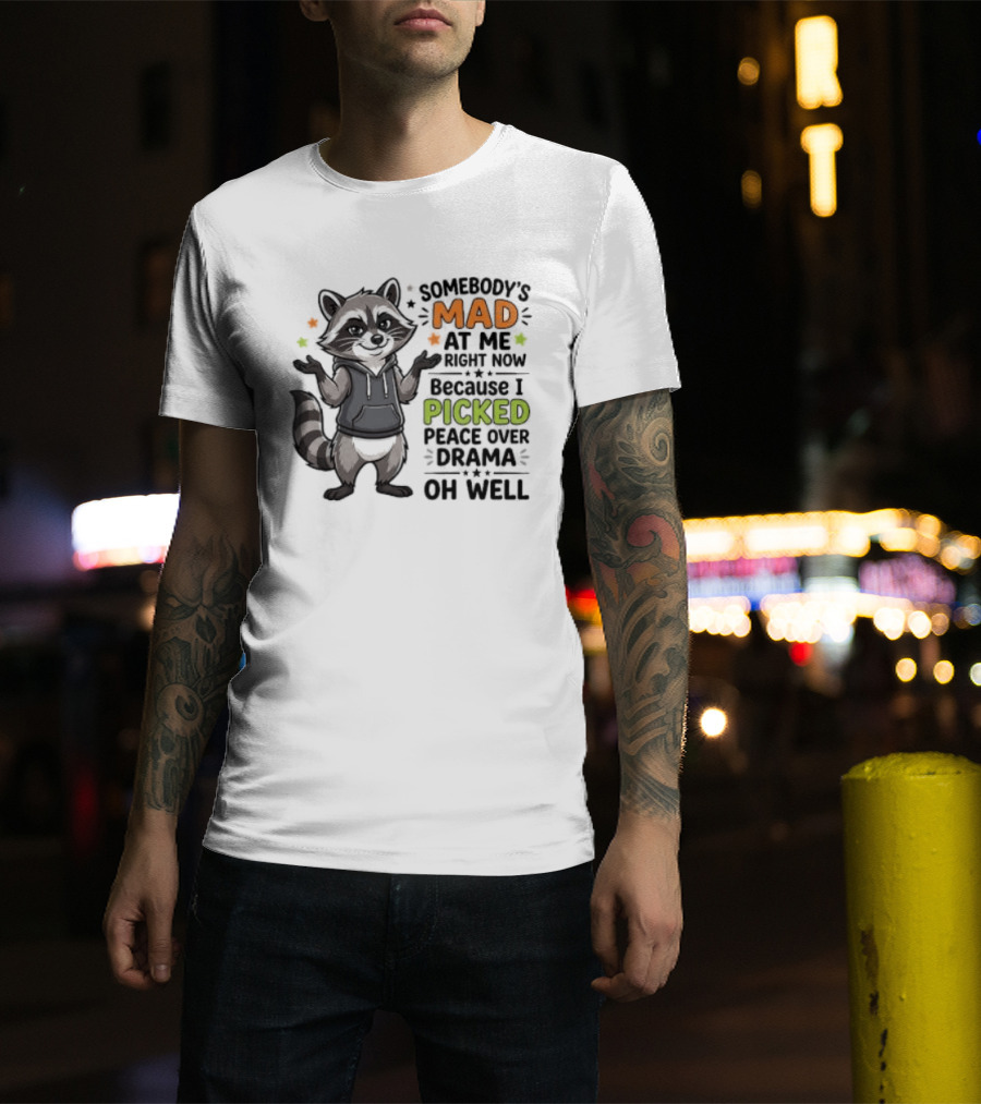 Somebody's Mad At Me Because I Picked Peace Over Drama Raccoon Oh Well T-Shirt