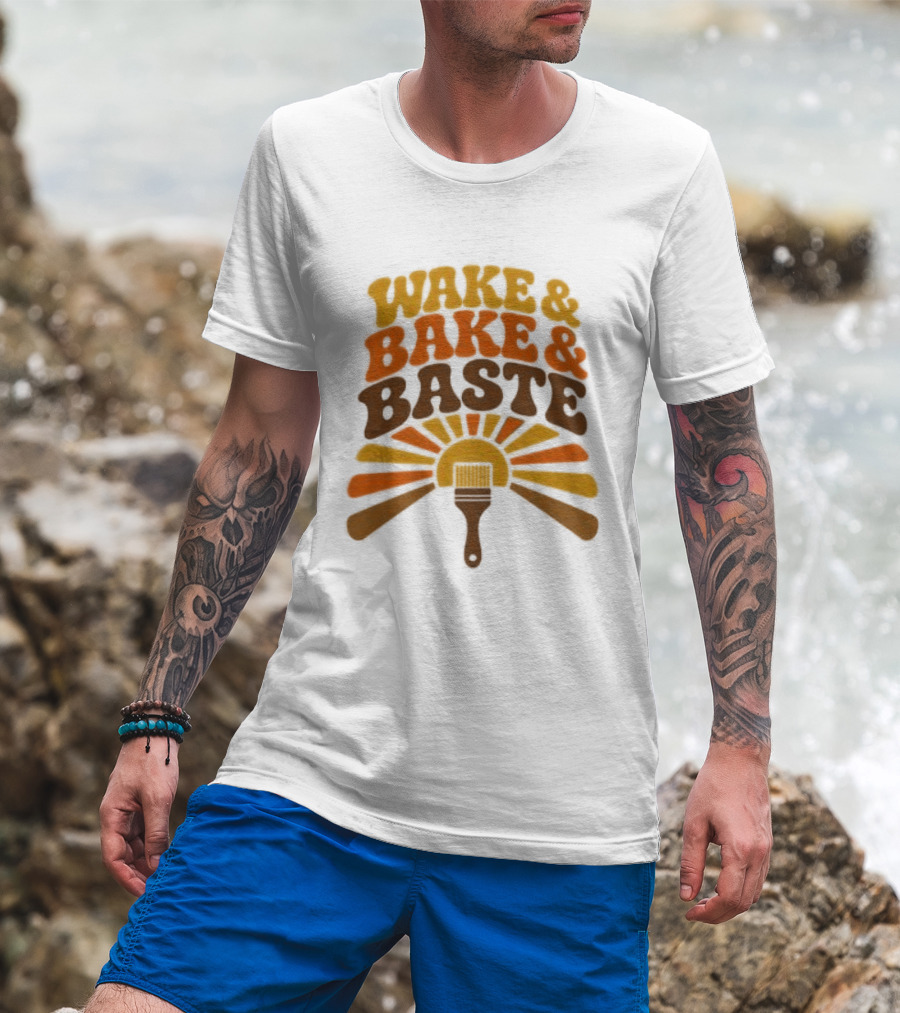 Wake And Bake And Baste With Sunrise Spatula Cooking T-Shirt