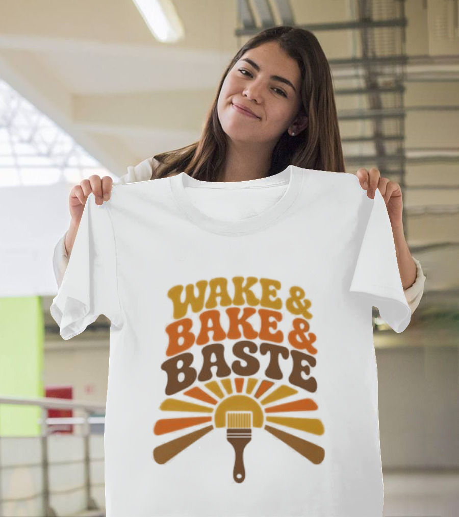 Wake And Bake And Baste With Sunrise Spatula Cooking T-Shirt