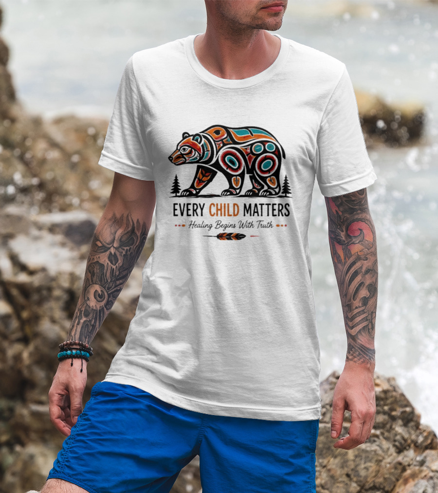 Every Child Matters Bear Healing Begins With Truth Indigenous T-Shirt