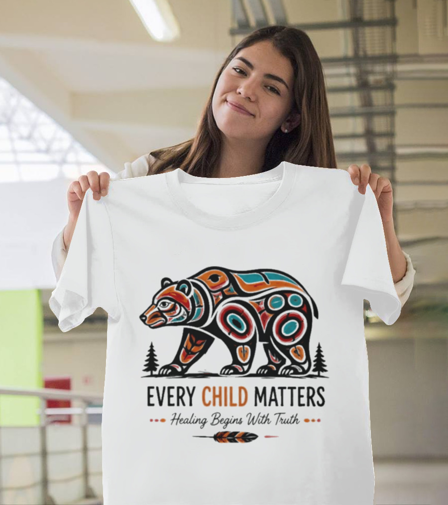 Every Child Matters Bear Healing Begins With Truth Indigenous T-Shirt