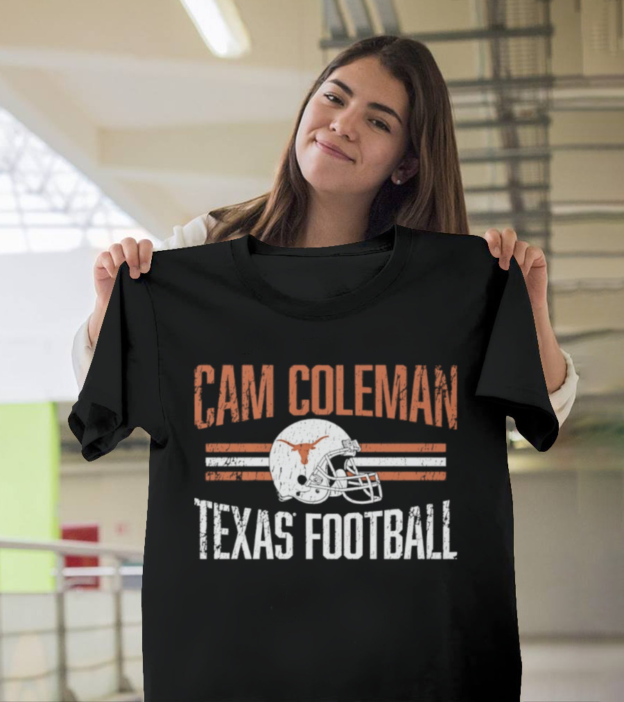 Cam Coleman Texas Longhorns NCAA Football Helmet Hero Texas Football T-Shirt