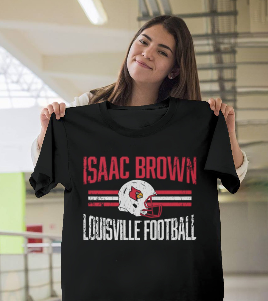 Isaac Brown Louisville Football Cardinals Helmet T-Shirt