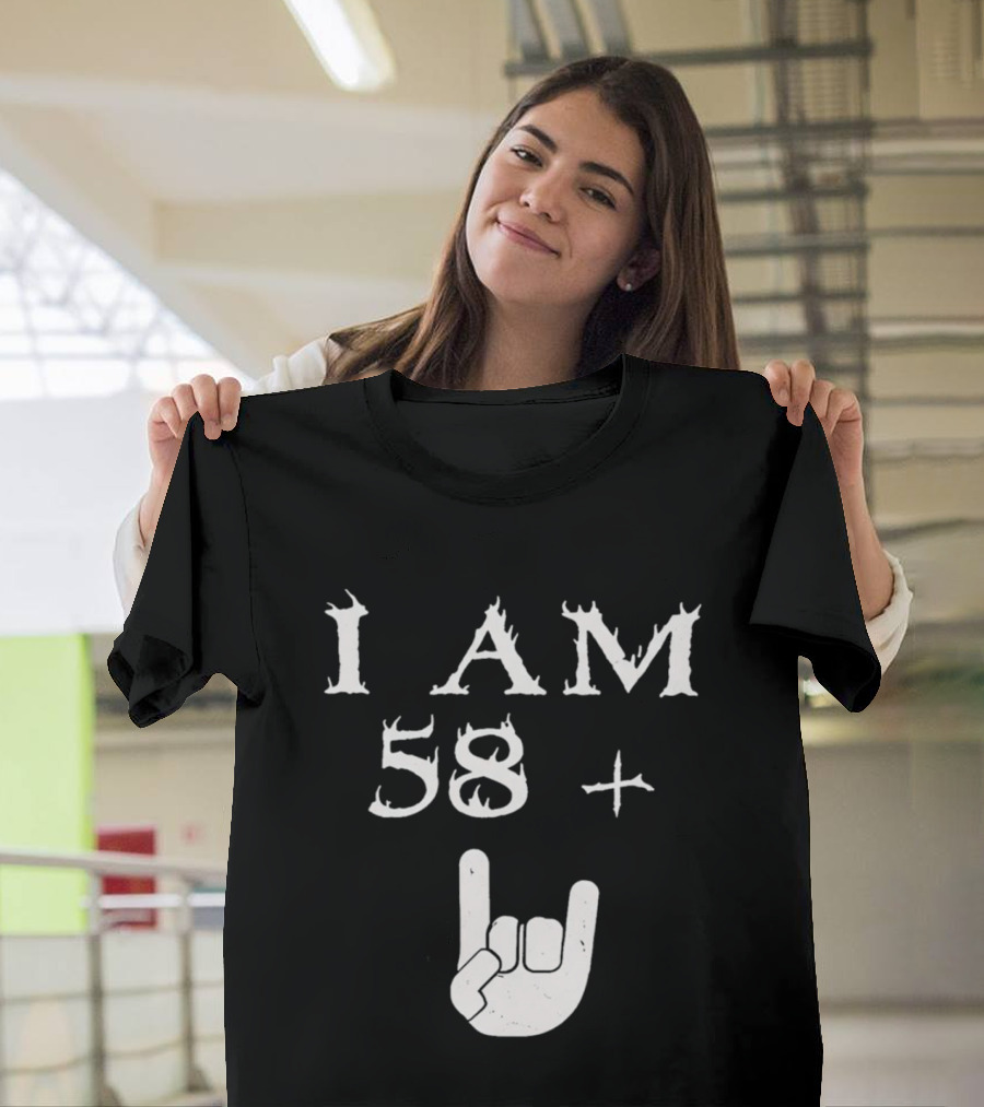 I Am 58 Plus Rock Hand Gesture T-Shirt