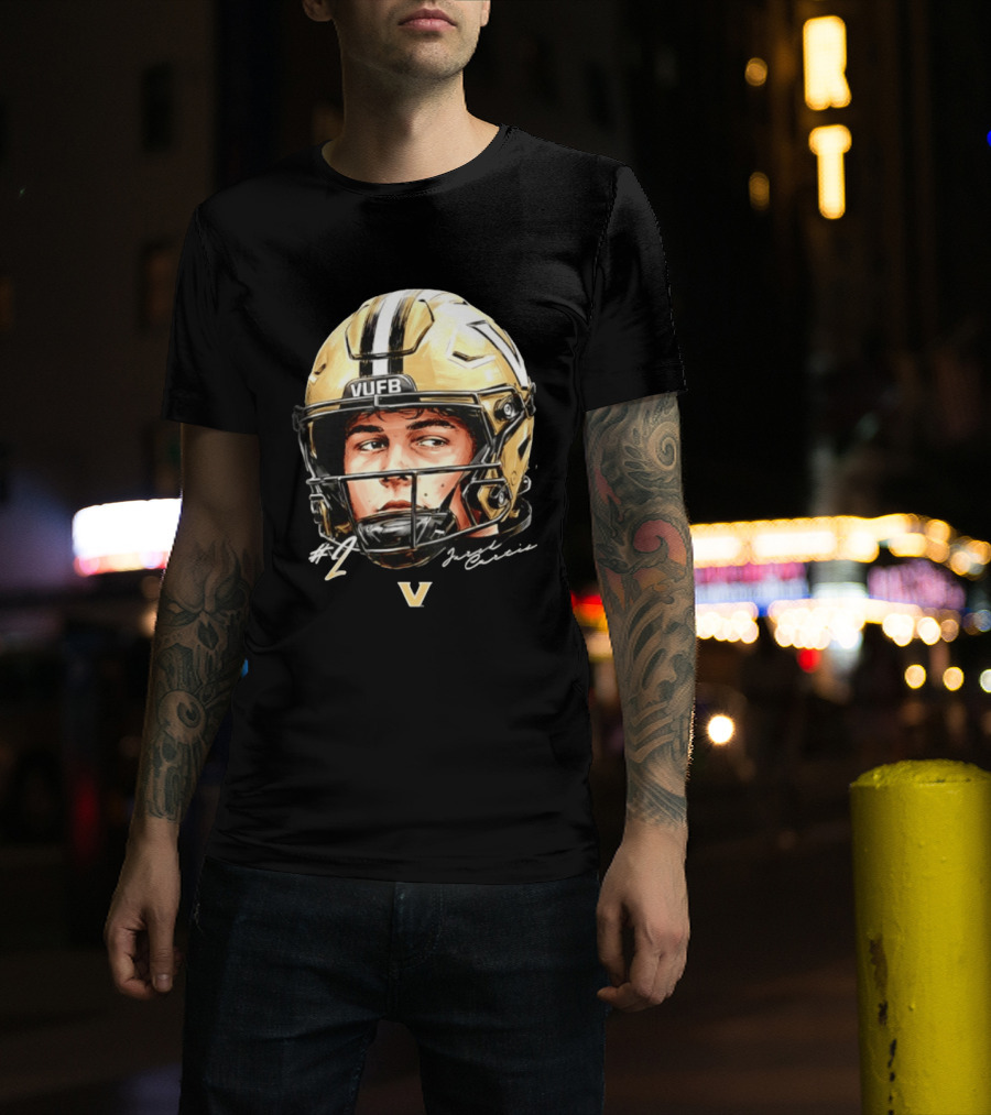 Jared Curtis 2 VUFB Vanderbilt Football Helmet T-Shirt