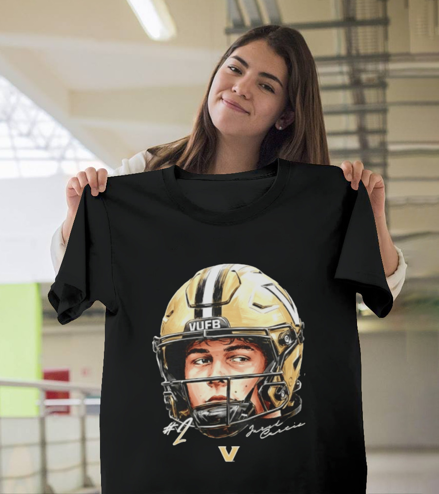 Jared Curtis 2 VUFB Vanderbilt Football Helmet T-Shirt