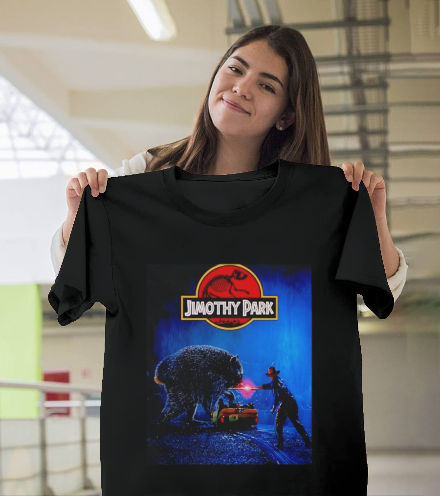 Jimothy Park Dinosaur Adventure Lampoon With Bear Scene T-Shirt