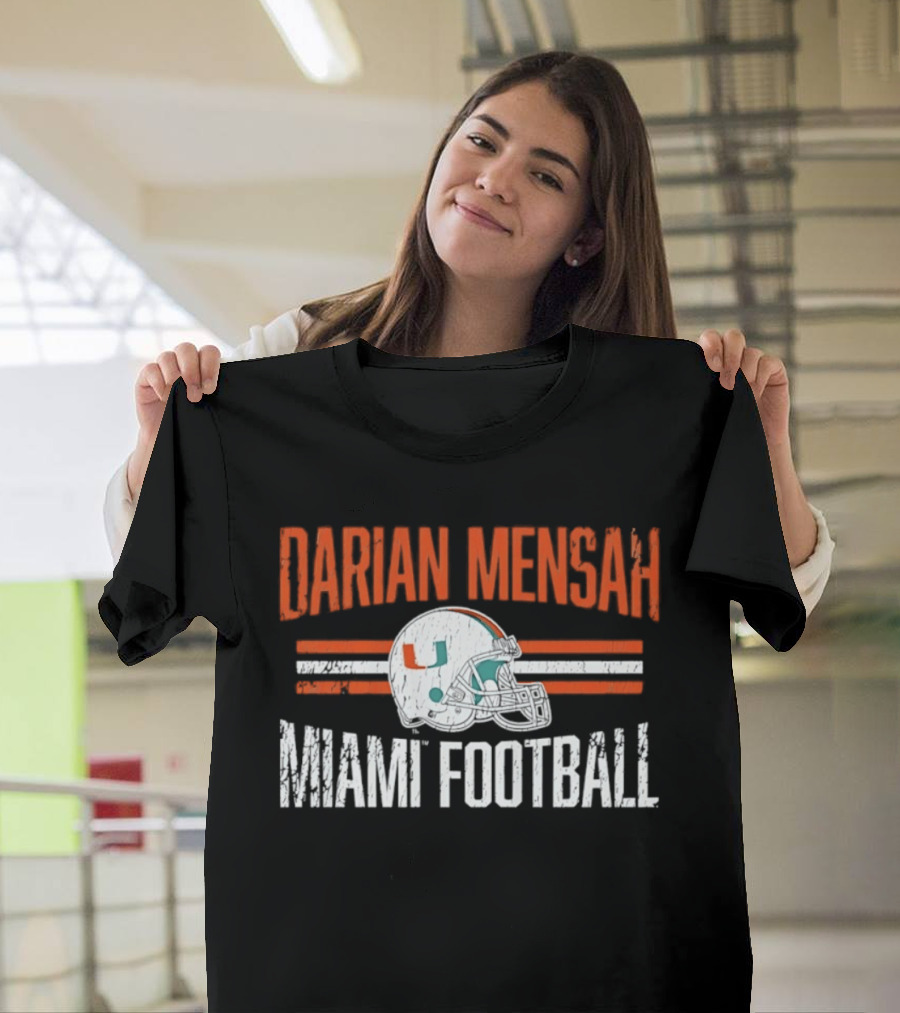 Darian Mensah Miami Football NCAA Hurricanes Helmet Hero T-Shirt