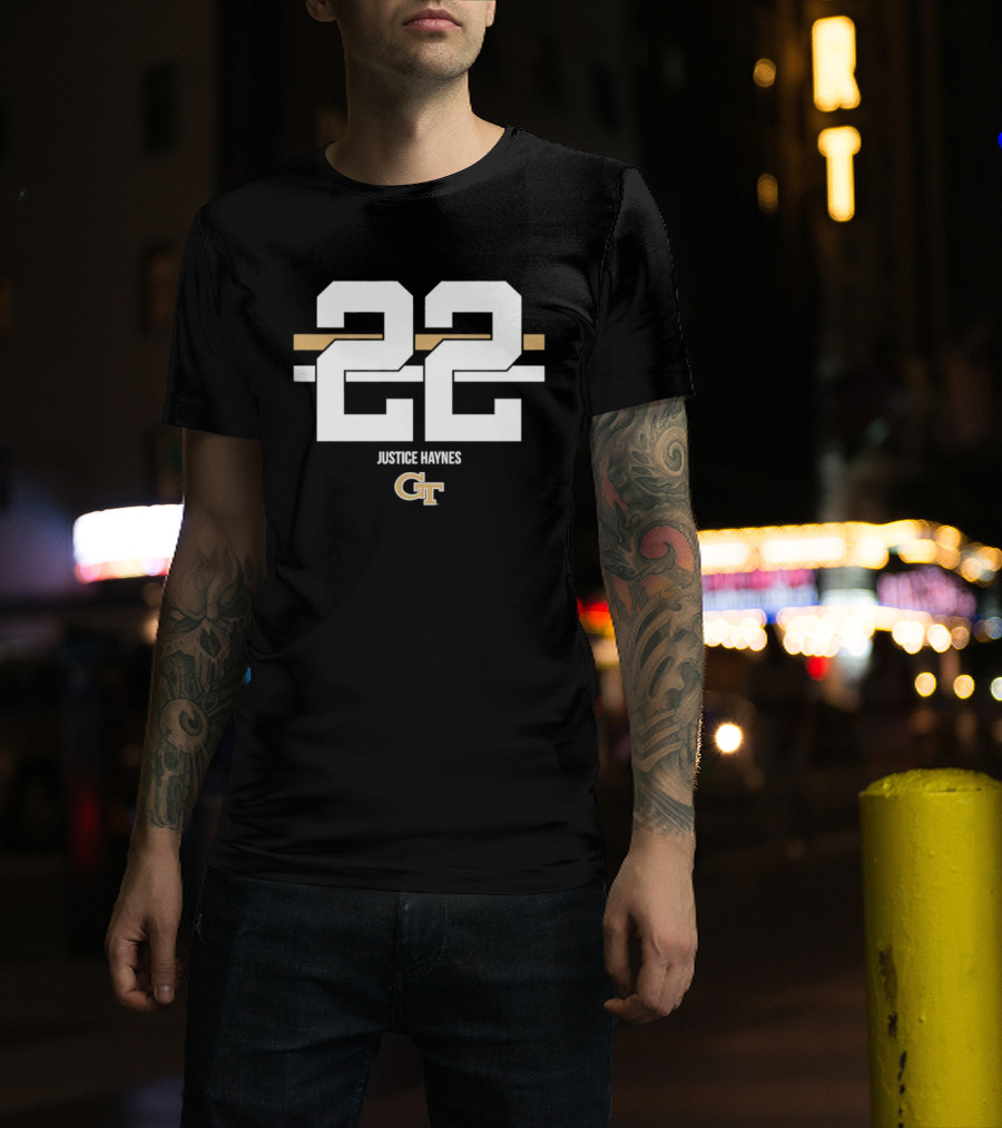 Justice Haynes 22 Georgia Tech GT NCAA Football T-Shirt
