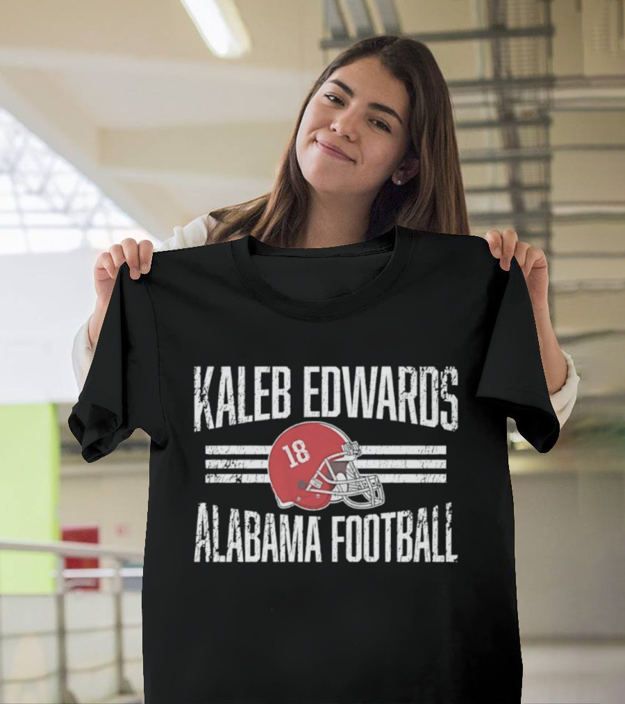 Kaleb Edwards 18 Alabama Football Helmet Hero T-Shirt