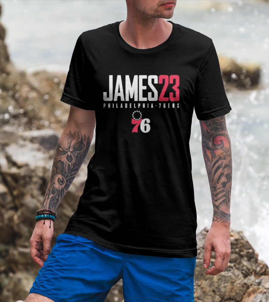 LeBron James 23 Philadelphia 76ers Distressed NBA Jersey T-Shirt