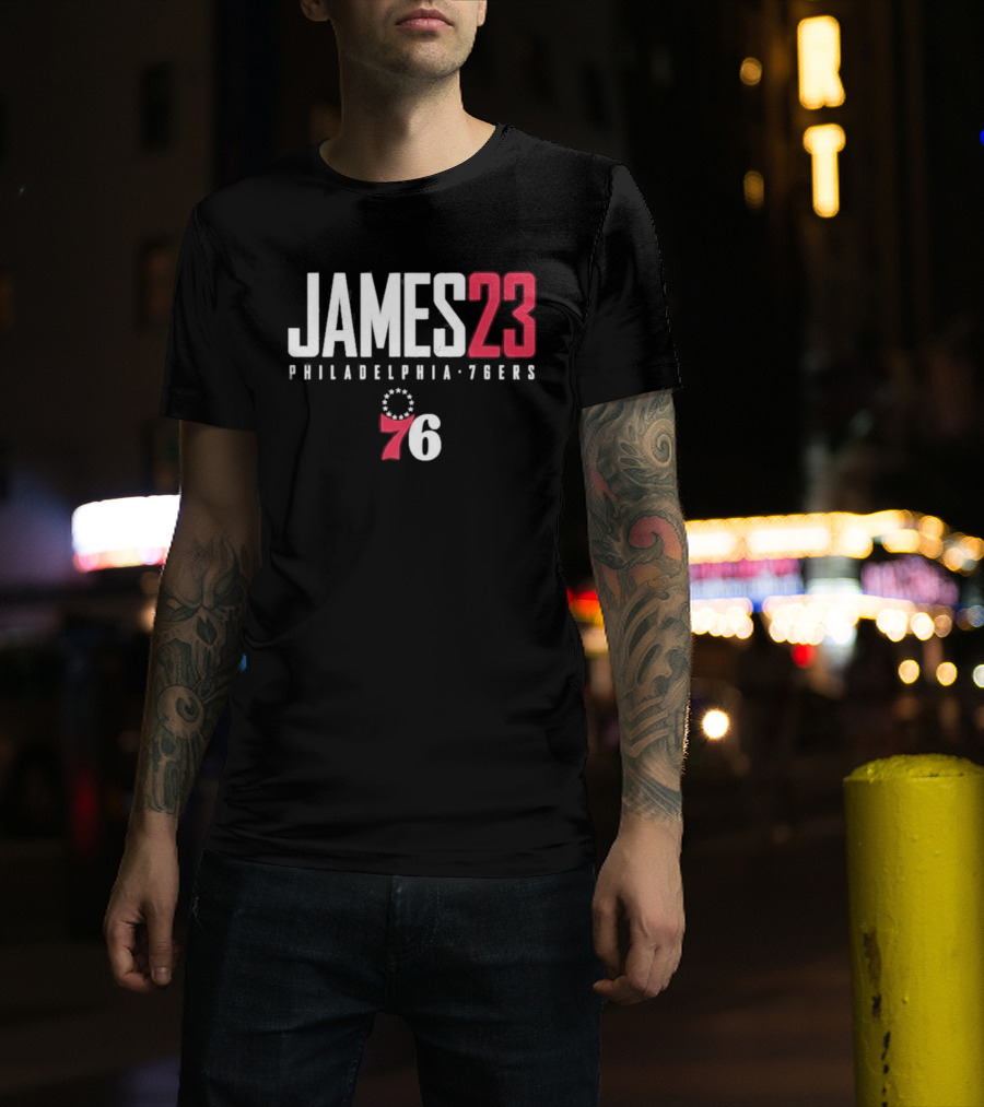 LeBron James 23 Philadelphia 76ers Distressed NBA Jersey T-Shirt