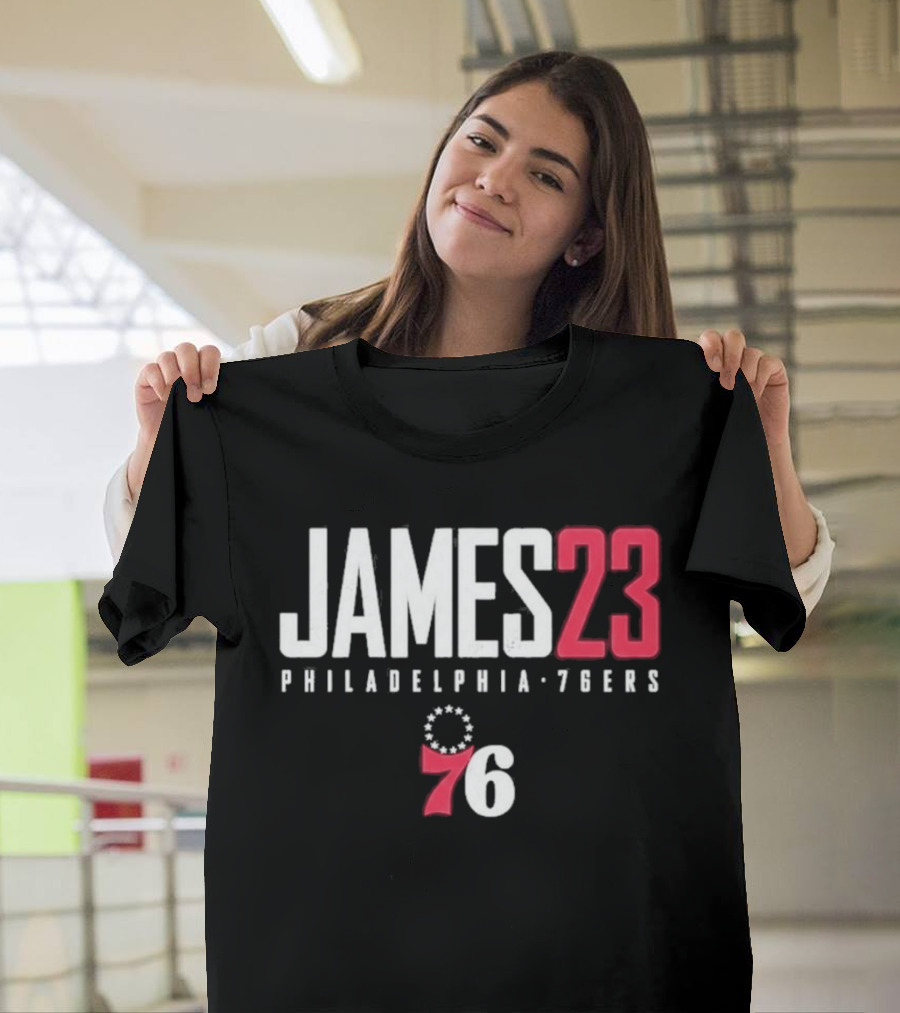 LeBron James 23 Philadelphia 76ers Distressed NBA Jersey T-Shirt