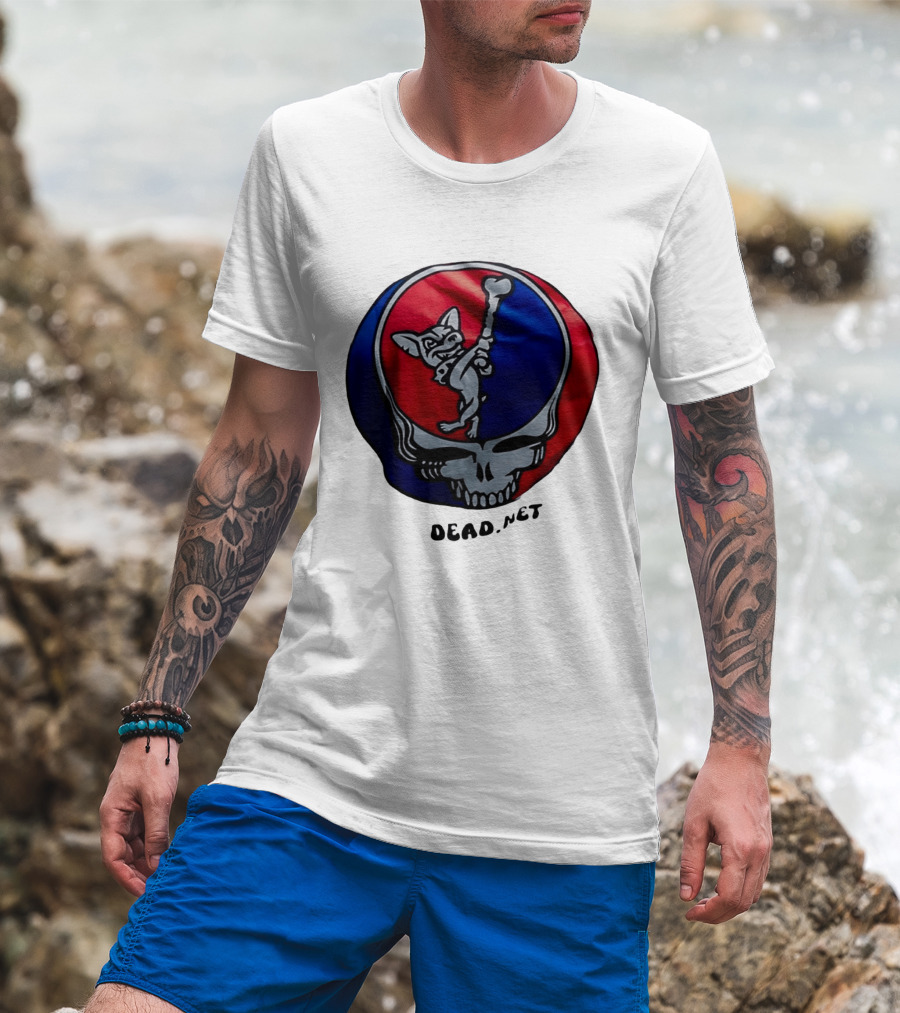El Paso Dead.Net Skull With French Bulldog And Bone T-Shirt