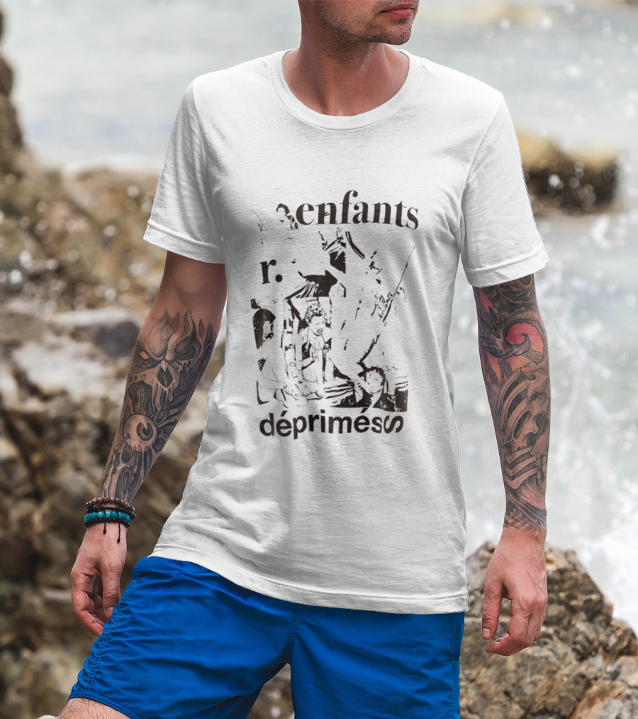 Enfants R Deprimes Monochrome Sketch Print T-Shirt